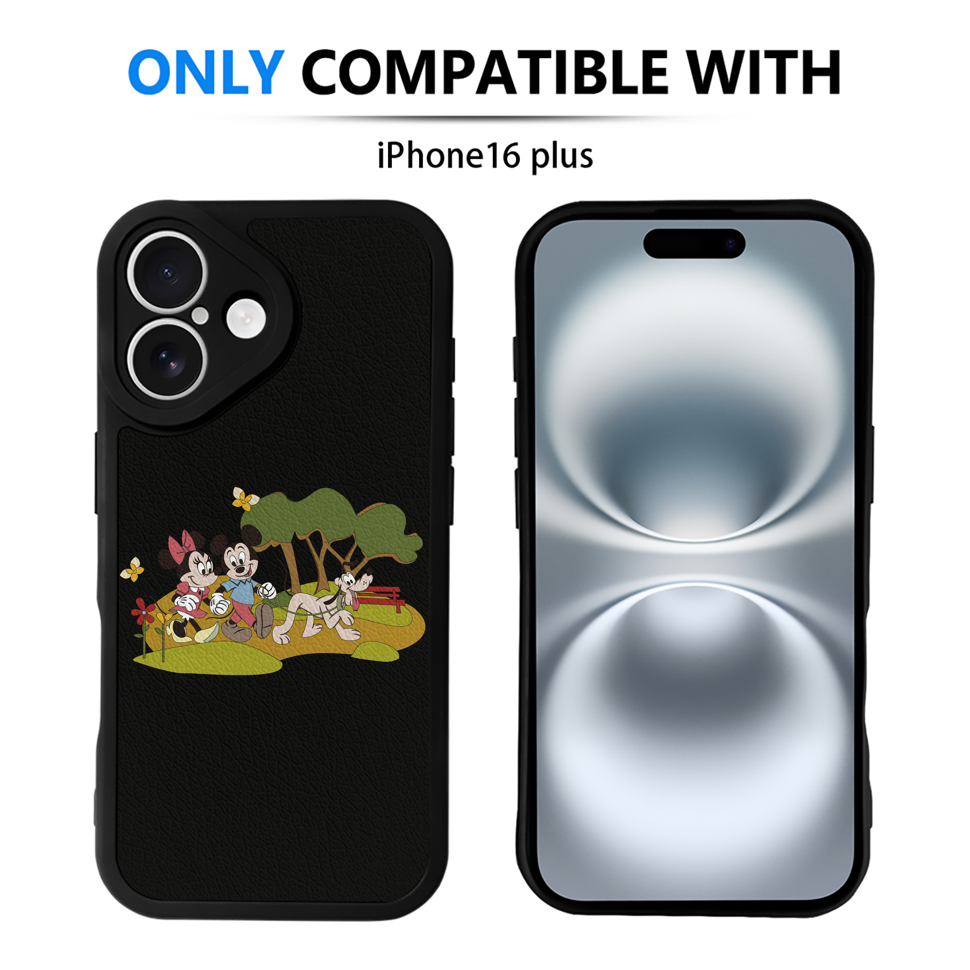 （画像用） ミッキーマウス Mickey Mouse 【iPhone 16シリーズ対応】シリコンスマホケース（レザー調） 材質：シリコン